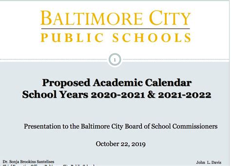 Baltimore City Public Schools Calendar 2020-2021