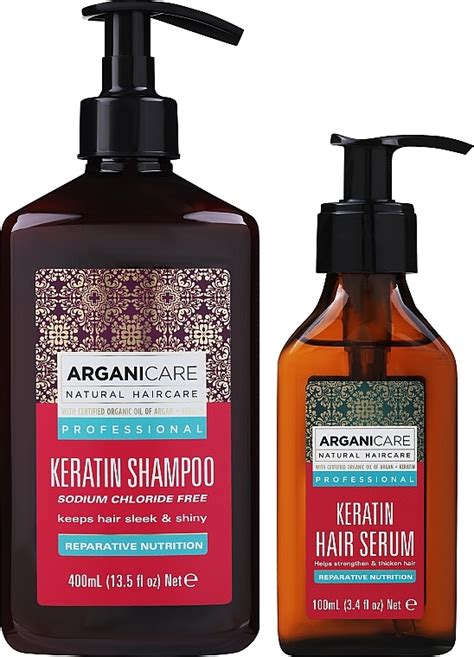 Set shampooing 400ml sérum cheveux 100ml Arganicare Keratin