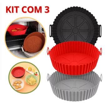 Kit 3 Formas de Silicone Forro Air Fryer Fritadeira Elétrica