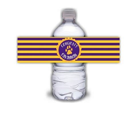 Purple And Gold Water Bottle Labels Seaux Noted