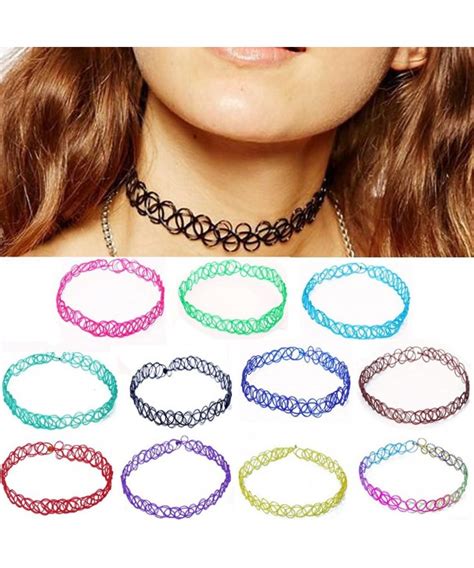 Colorful Vintage Stretch Gothic Tattoo Henna Choker Hippy Necklace