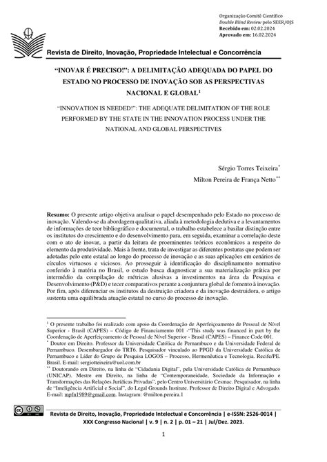 PDF INOVAR É PRECISO A DELIMITAÇÃO ADEQUADA DO PAPEL DO ESTADO NO