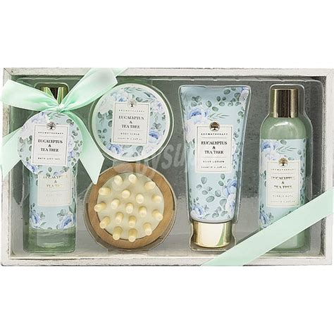 Becasan nature Set de baño caja madera eucalipto y árbol de té con gel