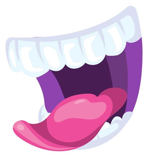 Premium Vector Screaming Mouth With Tongue Out Funny Cartoon Teeth