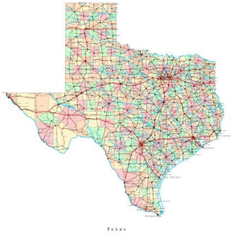 TEXAS STATE ROAD Map Glossy Poster Picture Photo Banner Tx City Houston ...