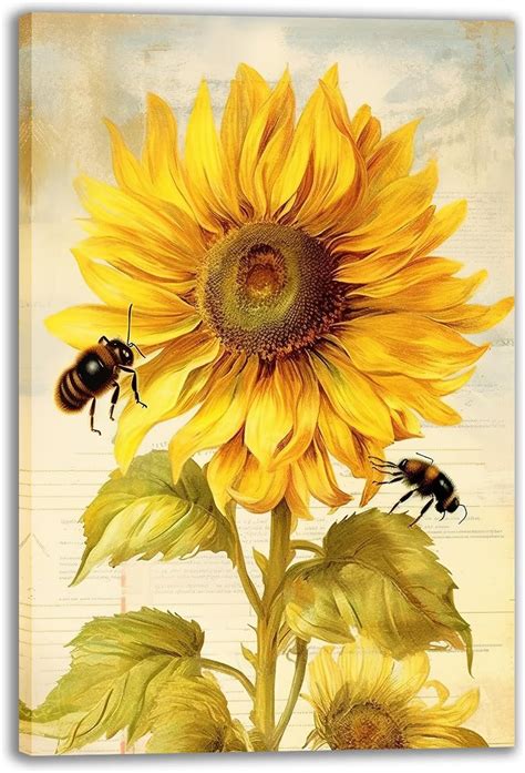 Modojoart Sunflower Canvas Wall Art Yellow Sunflower And