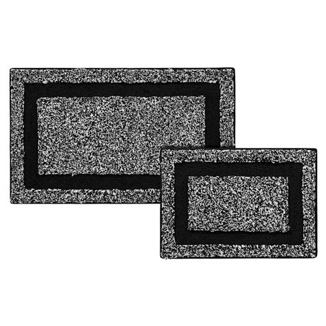 2-Piece Black Heathered Hotel Bath Rug Set