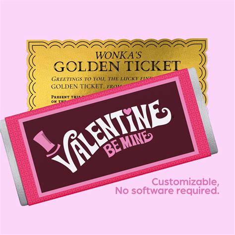 Valentine S Day Wonka Bar Wrapper And Ticket Templates Etsy Ticket Template Bar Wrappers