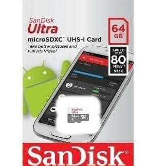 Jual Sandisk Ultra Memory Micro Sd 64 Gb 80 Mb No Adapter Shopee