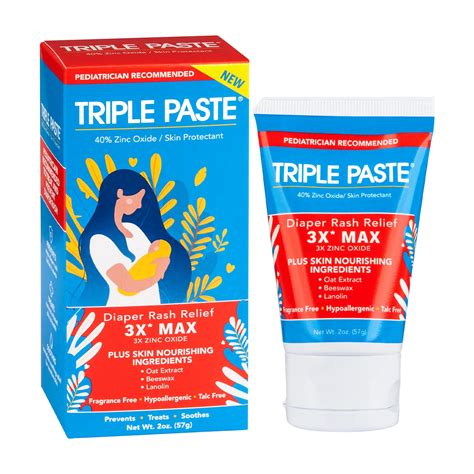 Triple Paste 3x Max Diaper Rash Ointment Maximum Strength Zinc Oxide Ointment For Severe Diaper