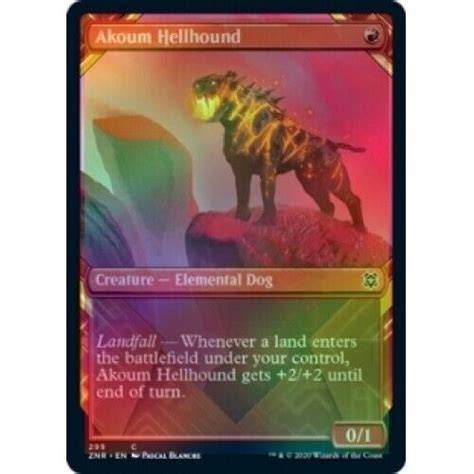 Foil Akoum Hellhound Showcase X Zendikar Rising Znr Magic Mtg Mint