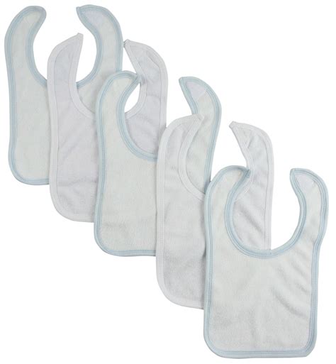 Bambini White Bib With Blue Trim And White Trim Pack Of 5