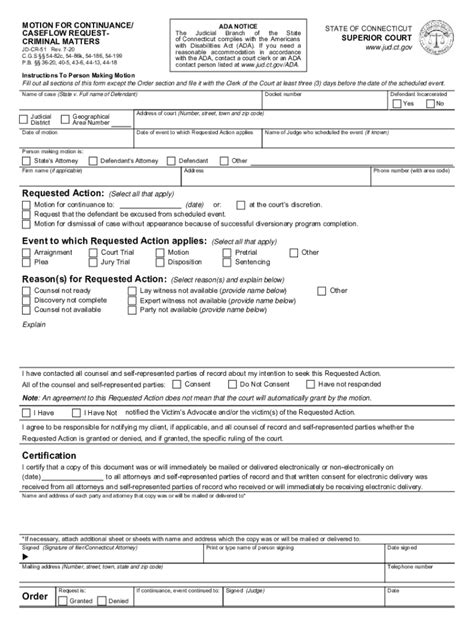 Fillable Online Jud Ct Jud Ct GovwebformsformsMOTION FOR CONTINUANCE