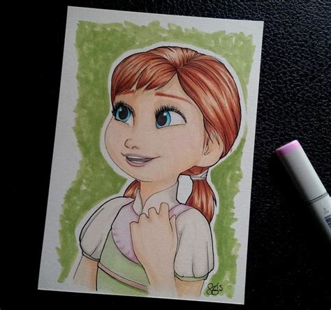 Anna Original Marker Drawing Disneys Frozen Elsa Snowman Etsy