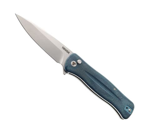 Trivisa Folding Knife Blue Micarta Handle 14C28N Plain Edge Satin ...