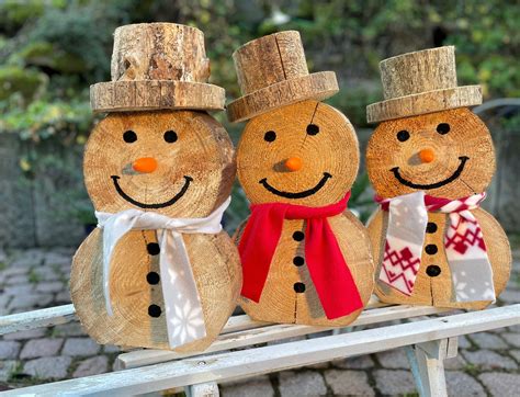 Schneemann Aus Holz Winterdeko Weihnachtsdeko Gartendekoration