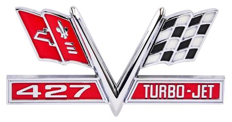 Jegs 90404 427 Turbo Jet Cross Flag Fender Emblem 1965 1967 Chevy Bel