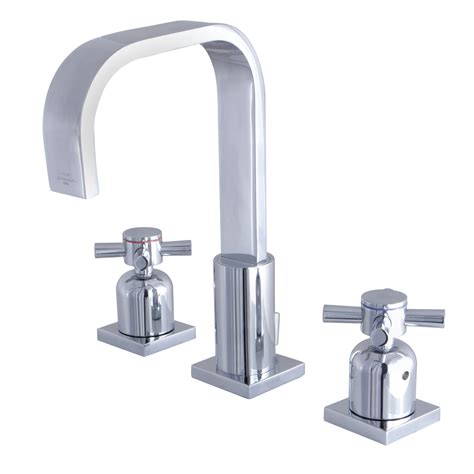 Modern Two Handle 3 Hole Deck Mounted Widespread Bathroom Faucet With