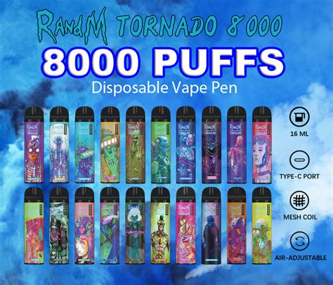 RandM Tornado Airflow Control Disposable Vape 8000 Puffs 16ml Nic Salt