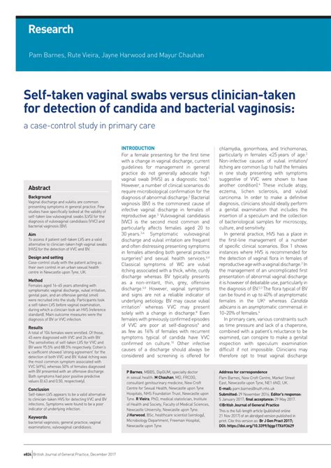 Pdf Self Taken Vaginal Swabs Versus Clinician Taken For Detection Of