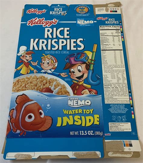 2002 Kelloggs Rice Krispies Cereal Box Disneypixar Finding Nemo