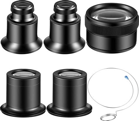 5 Pcs Jewelers Loupe Portable Monocular Magnifier 10x 20x