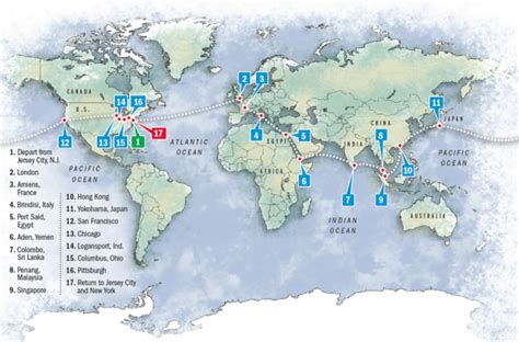 Around The World In 80 Days Route Map United States Map