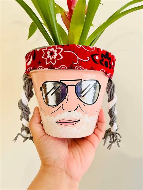 Willie Nelson Planter Pot Diy Decorated Flower Pots Terra Cotta Pot