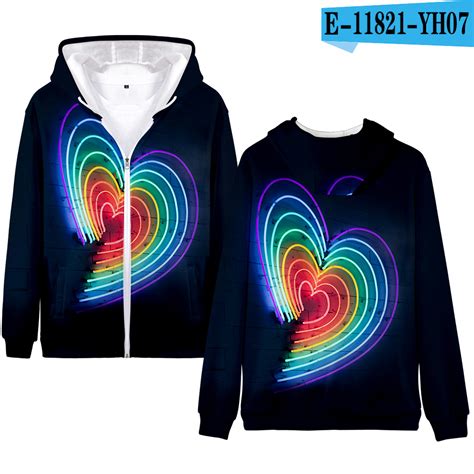 2020 Fashion Pride Lgbt Clothes Gay Love Lesbian Rainbow Design Zipper