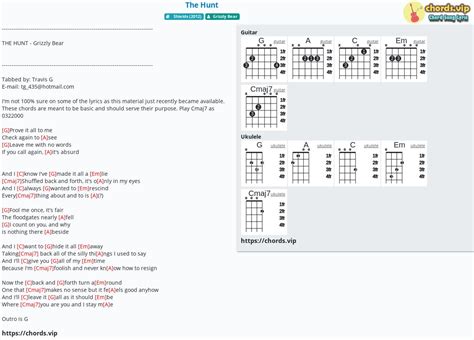 Chord: The Hunt - Grizzly Bear - tab, song lyric, sheet, guitar ...