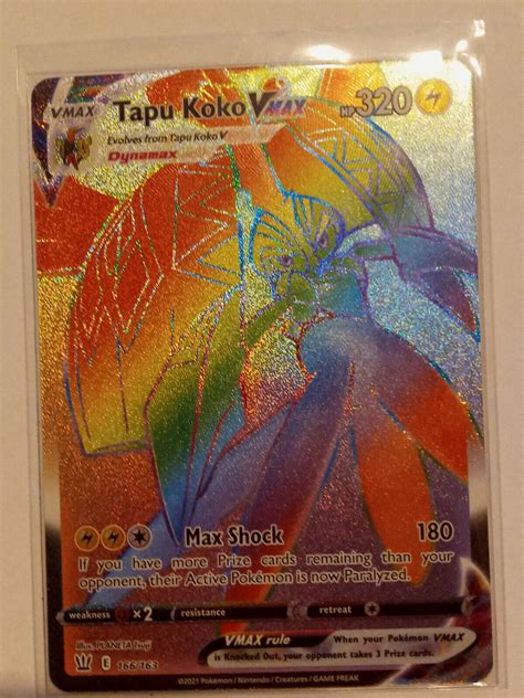 Pokemon Tapu Koko V Full Art And Tapu Koko Vmax Hyper Rainbow Rare Mint Condition Values Mavin