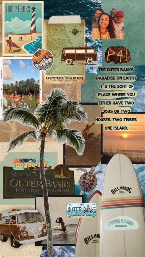 A Collage Of Surfboards Palm Tree And Other Things In The Background