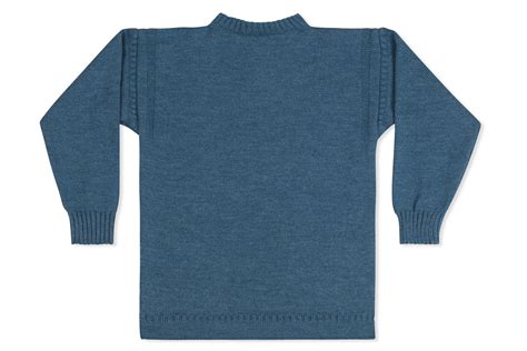 Jersey Crew Neck Jumper With Anchor Motif In Navy - Guernsey Woollens Ltd