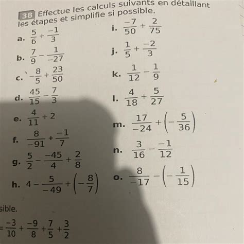 Exercice Effectue Les Calculs Suivants En D Taillants Les Tapes Et