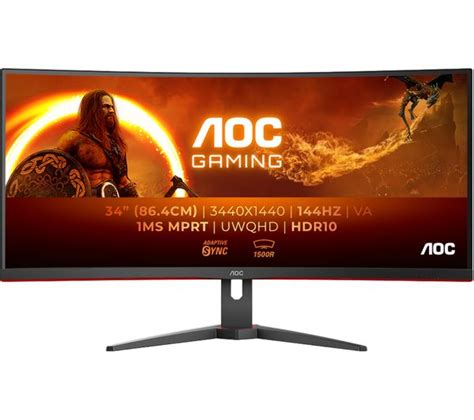 AOC CU34G2XE Wide Quad HD 34 Curved VA Gaming Monitor Black Simply