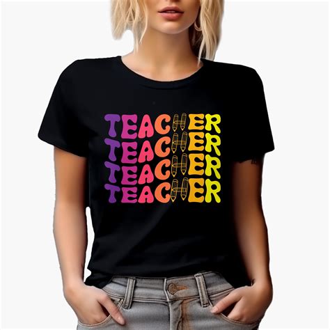 Teacher, School or Teaching Themed, Groovy Retro Wavy Text Merch Gift ...