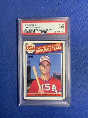 1985 TOPPS 1984 USA BASEBALL TEAM 401 MARK McGWIRE RC PSA 9 Just