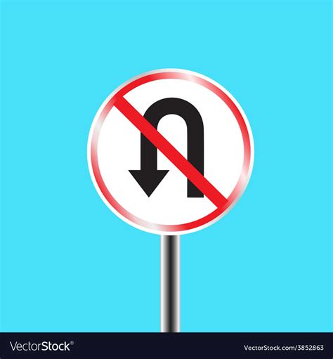 Prohibitory Traffic Sign U Turn Prohibited Vector Image