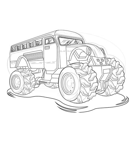 Monster Truck Coloring Pages Monster Truck Printable Book Digital