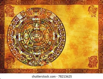 Maya Calendar On Ancient Wall Horizontal Stock Illustration 72130756