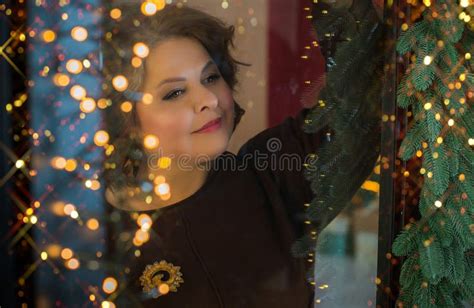 Mature Plus Size Lady At Winter Nice Atmosphere Stock Image Image Of