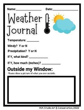 Weather Journal Template Printable By MM Studio Art And Conservation