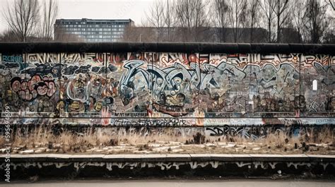 Graffiti and Murals on the Berlin Wall - generative ai Stock ...