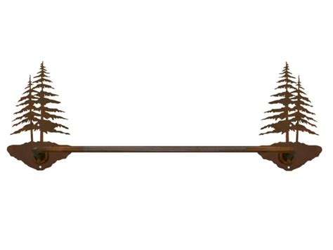 18 Double Pine Trees Metal Towel Bar Towel Holder