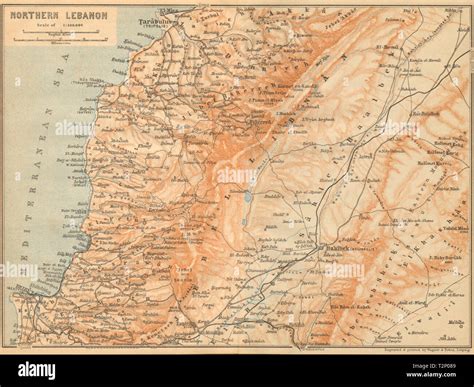 Northern Lebanon. Beirut Baalbek Ba'albek Tripoli 1912 old antique map ...