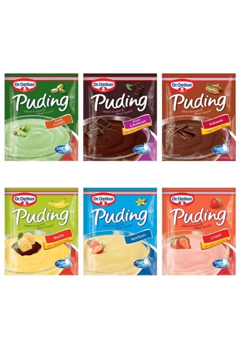 Dr Oetker 6 lı Puding Set Antep Fıstıklı Bitter Çikolatalı Kakaolu