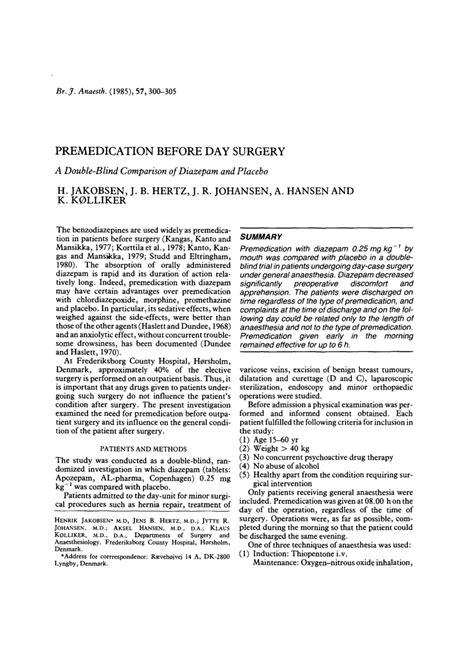 (PDF) PREMEDICATION BEFORE DAY SURGERY