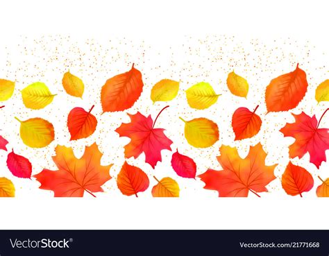 Seamless bright fall autumn leaves border Vector Image