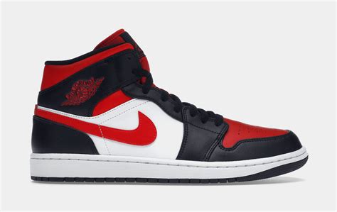 Jordan Air Jordan 1 Mid Mens Lifestyle Shoes Red Black 554724 079 Shoe Palace