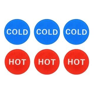 Self Stick Hot Cold Water Label Round Shape Signs Red Blue Bed Bath